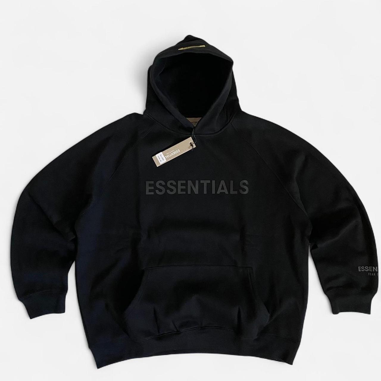 Black Fear Of God Essentials Hoodie 3d - Size Xl